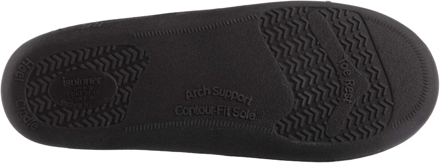 Isotoner Men's Microsuede Moccasin Slippers - Men’s Indoor and Outdoor Sole Slippers, Features Memory Foam for a Customer Fit and Arch Support for All-Day Comfort, Machine Washable