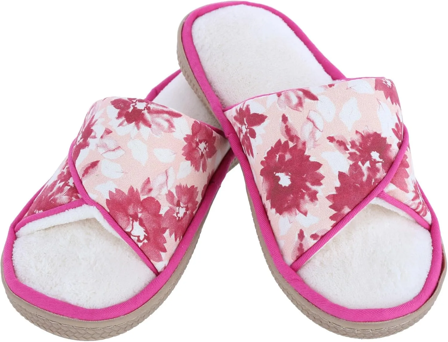 isotoner Womens Organic Cotton Floral Keilly Slide Slippers