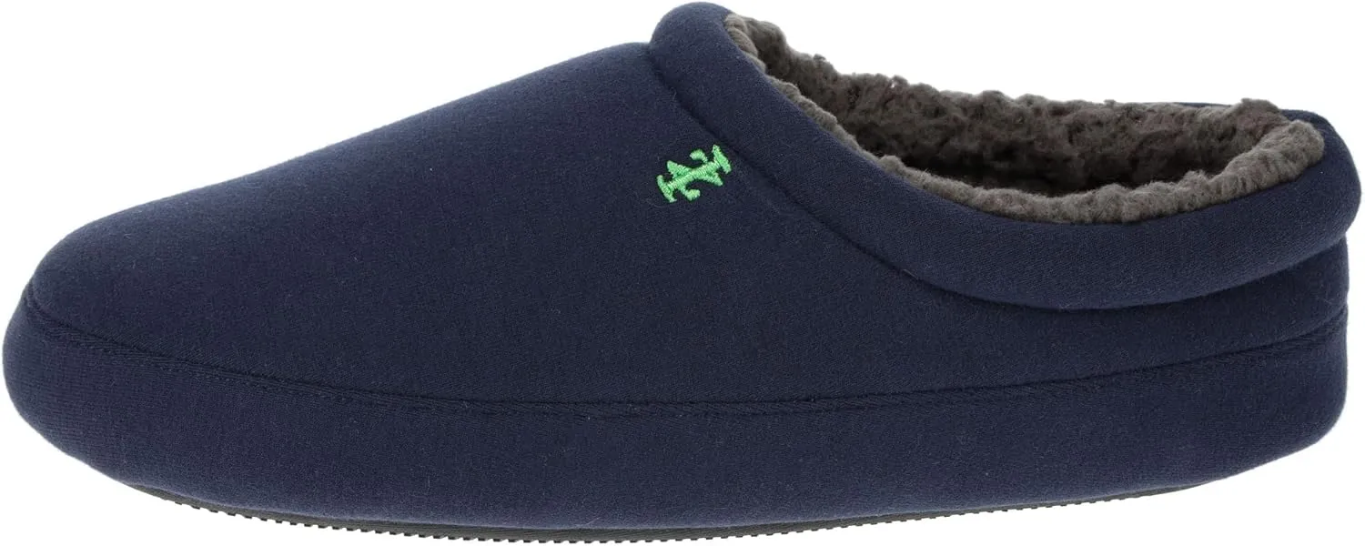IZOD Mens Slipper, Jersey Sport Clog with Fleece Lining, Navy/Grey/Black, Size MD to XXL (Mens 8 to 13)