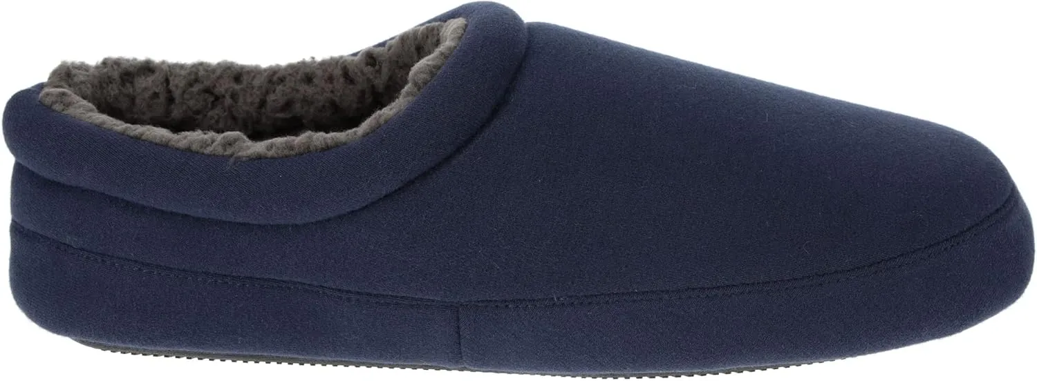 IZOD Mens Slipper, Jersey Sport Clog with Fleece Lining, Navy/Grey/Black, Size MD to XXL (Mens 8 to 13)