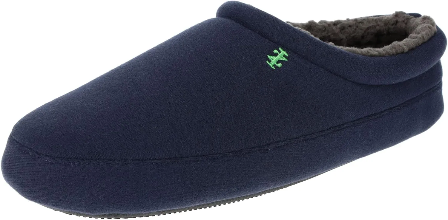 IZOD Mens Slipper, Jersey Sport Clog with Fleece Lining, Navy/Grey/Black, Size MD to XXL (Mens 8 to 13)