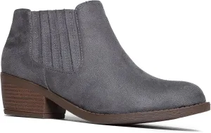 J. Adams Arlo Booties for Women - Round Toe Low Block Heel Slip On Ankle Boots