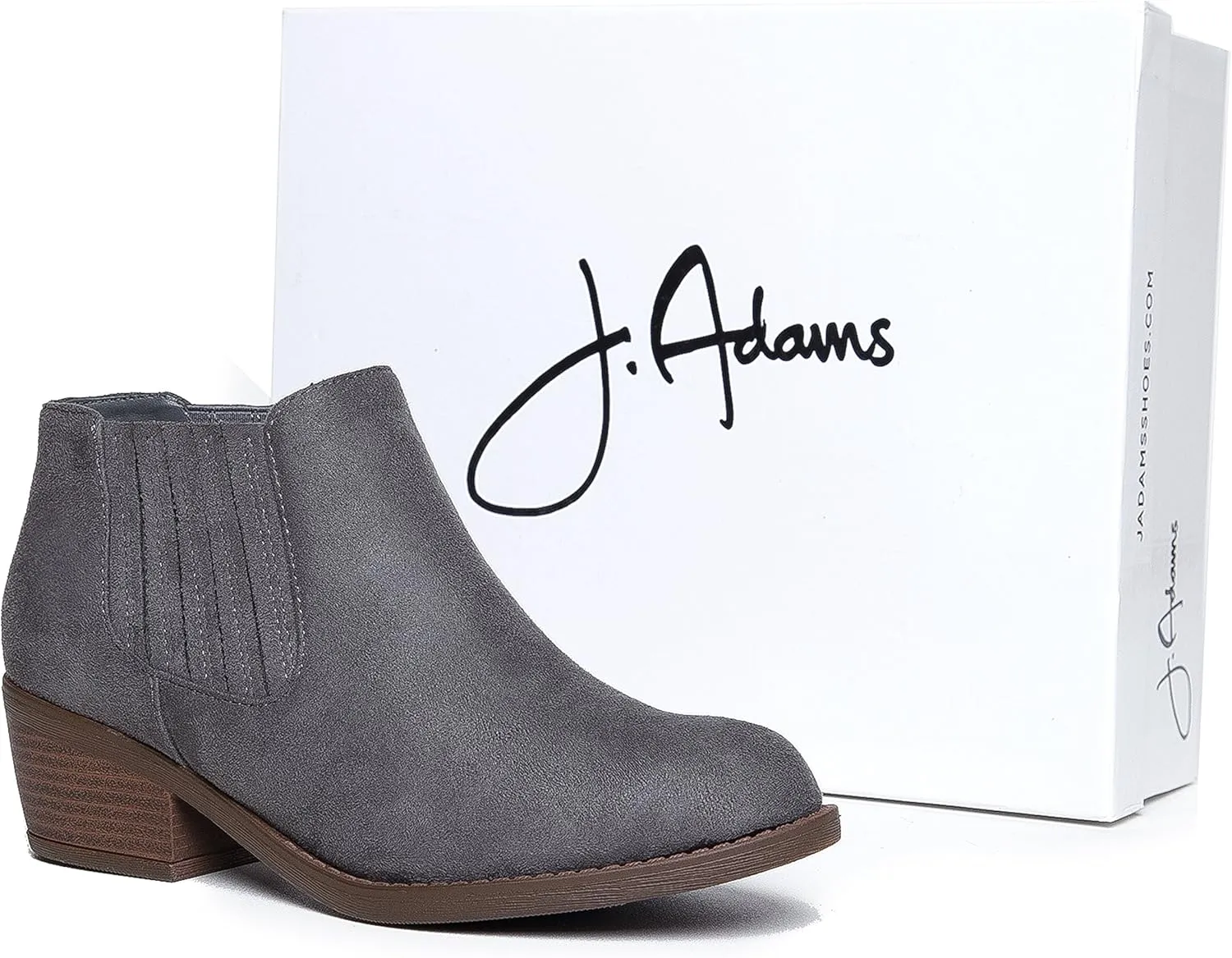 J. Adams Arlo Booties for Women - Round Toe Low Block Heel Slip On Ankle Boots