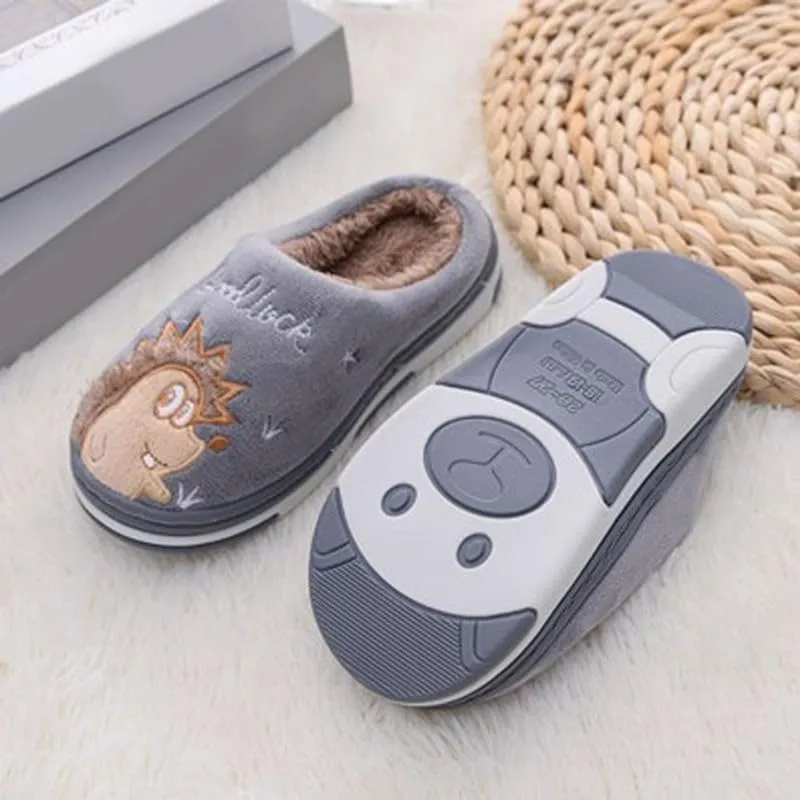 JadeRich Boys Girls Cartoon Hedgehog Slipper Warm Fleece Lining Animal Slip-On House Shoes Toddlers/Little Kids