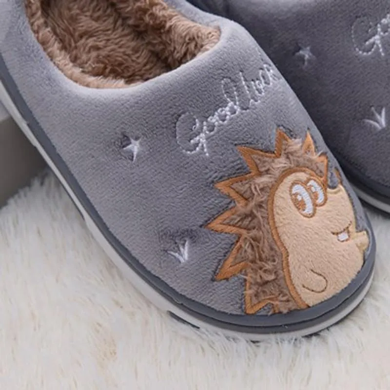 JadeRich Boys Girls Cartoon Hedgehog Slipper Warm Fleece Lining Animal Slip-On House Shoes Toddlers/Little Kids