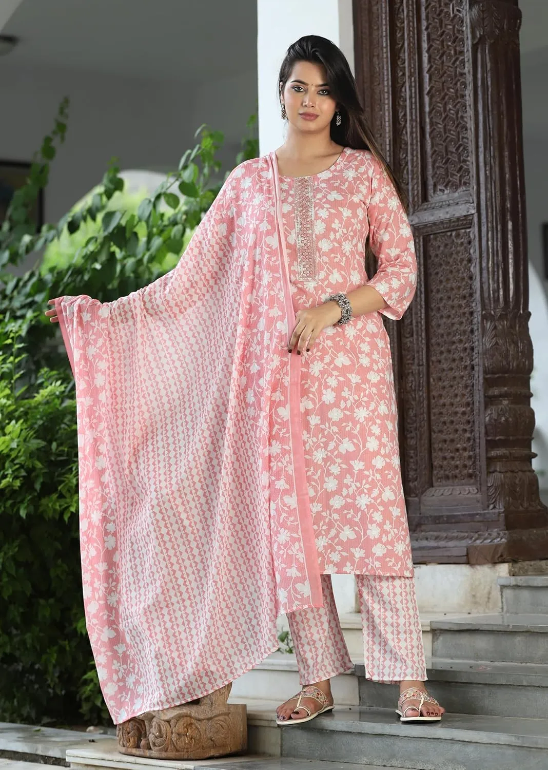 Jaipuri Pure Cotton Kurti Pant With Dupatta For Women's/Girl's