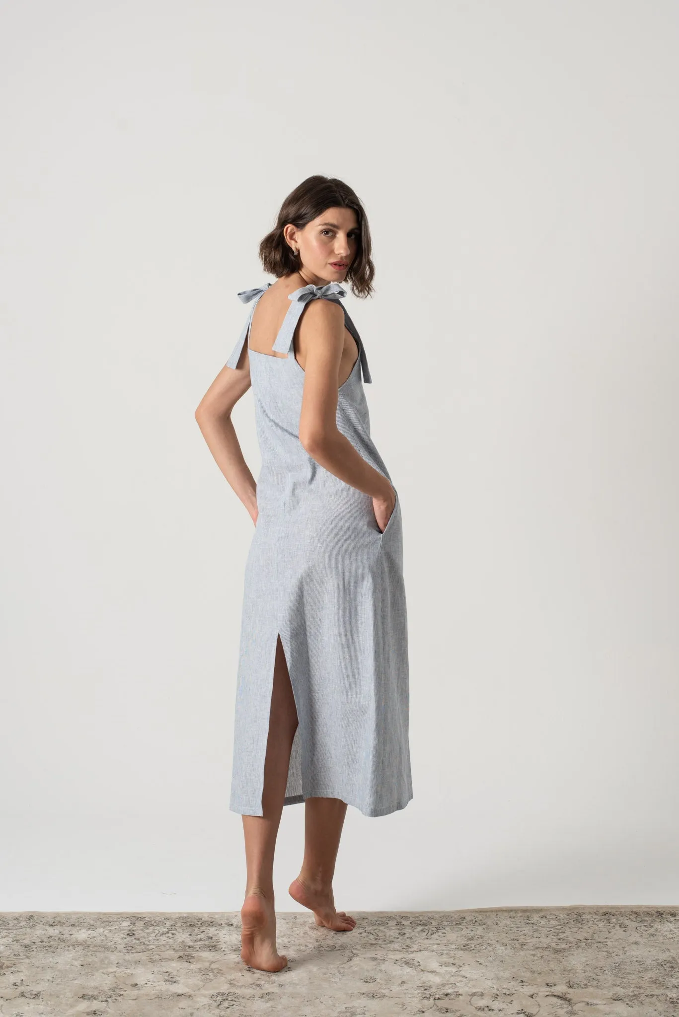 Jakob Slip Dress French Blue Stripe