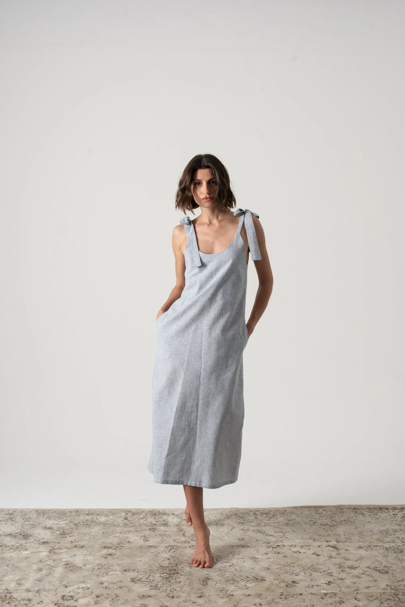 Jakob Slip Dress French Blue Stripe