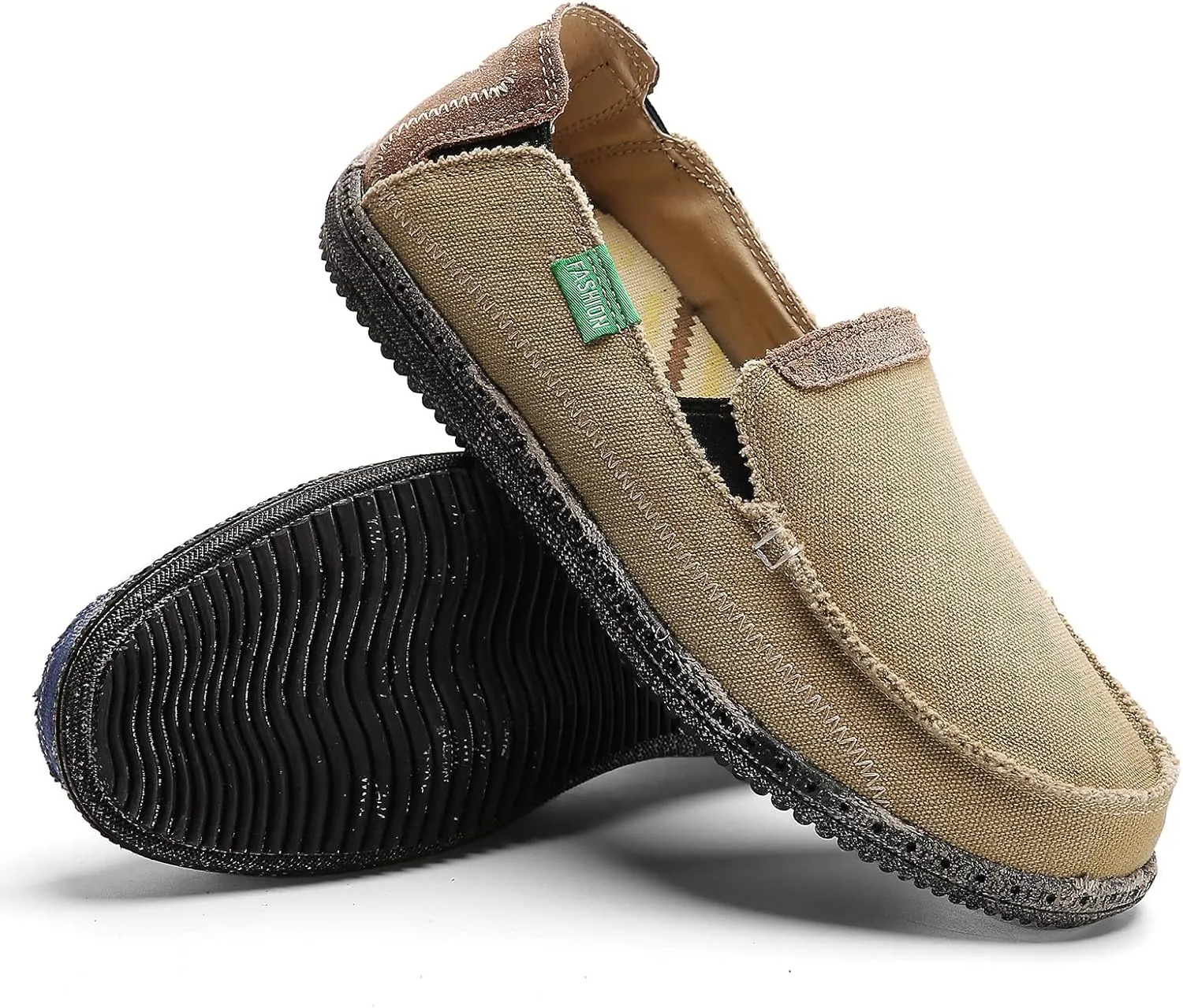 JAMONWU Men's Slip on Shoes Cloth Shoes Deck Shoes Canvas Leisure Vintage Casual Loafer Boat Shoes