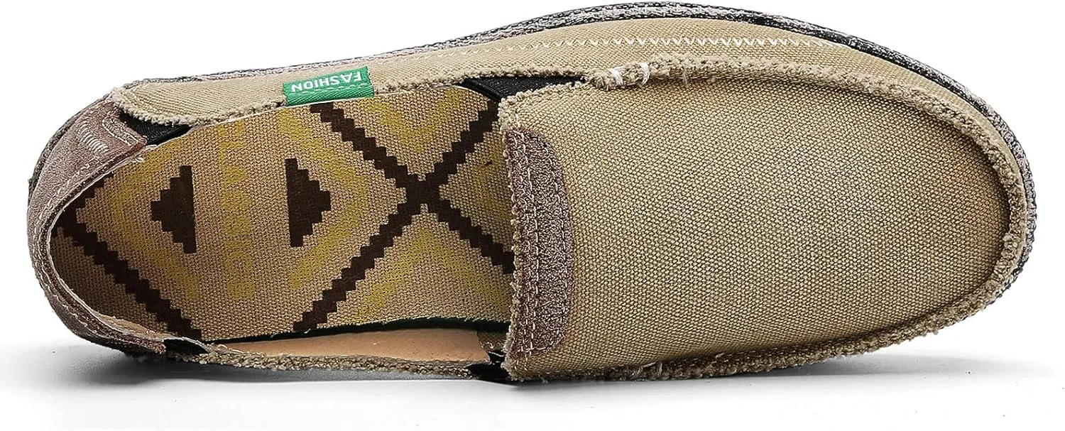 JAMONWU Men's Slip on Shoes Cloth Shoes Deck Shoes Canvas Leisure Vintage Casual Loafer Boat Shoes