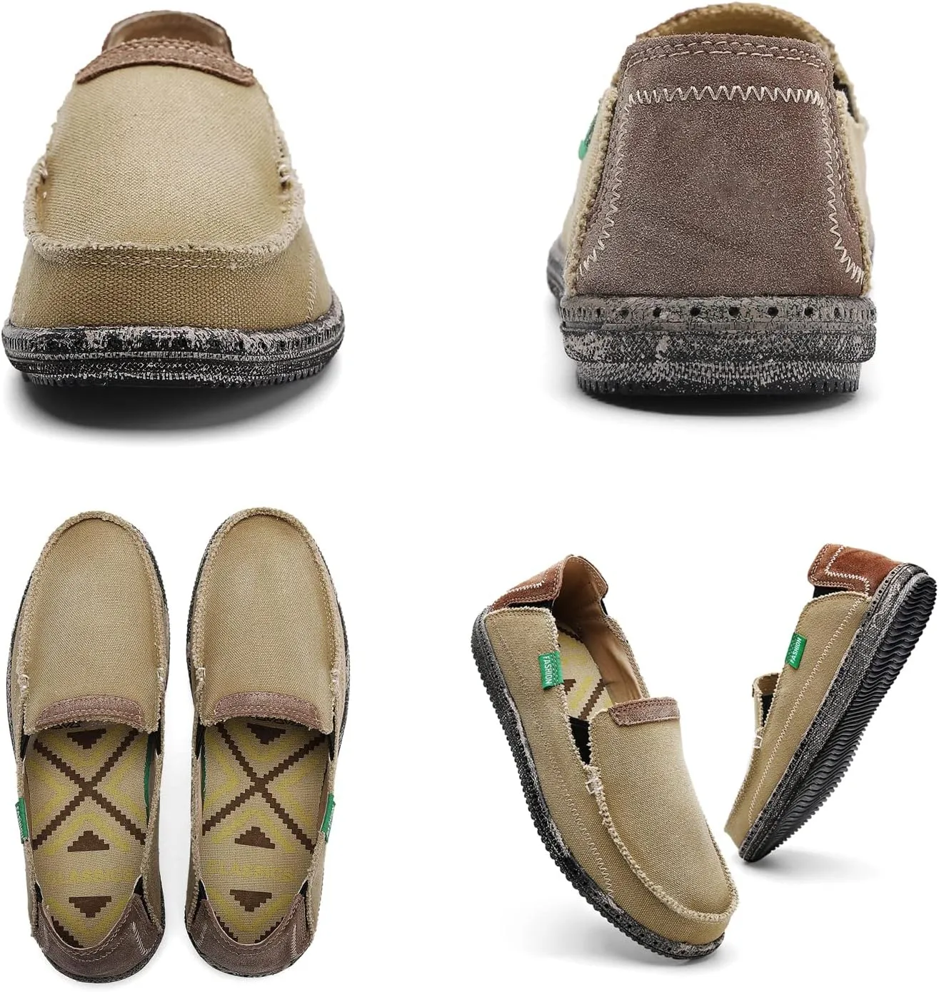 JAMONWU Men's Slip on Shoes Cloth Shoes Deck Shoes Canvas Leisure Vintage Casual Loafer Boat Shoes