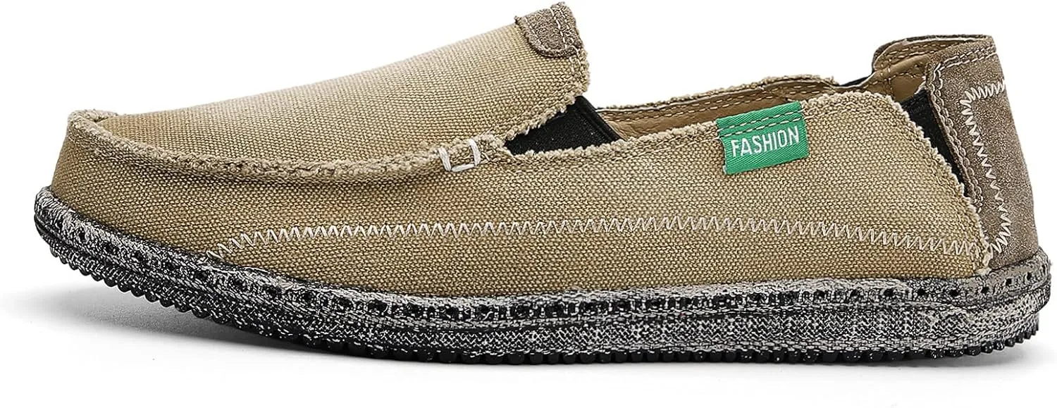JAMONWU Men's Slip on Shoes Cloth Shoes Deck Shoes Canvas Leisure Vintage Casual Loafer Boat Shoes