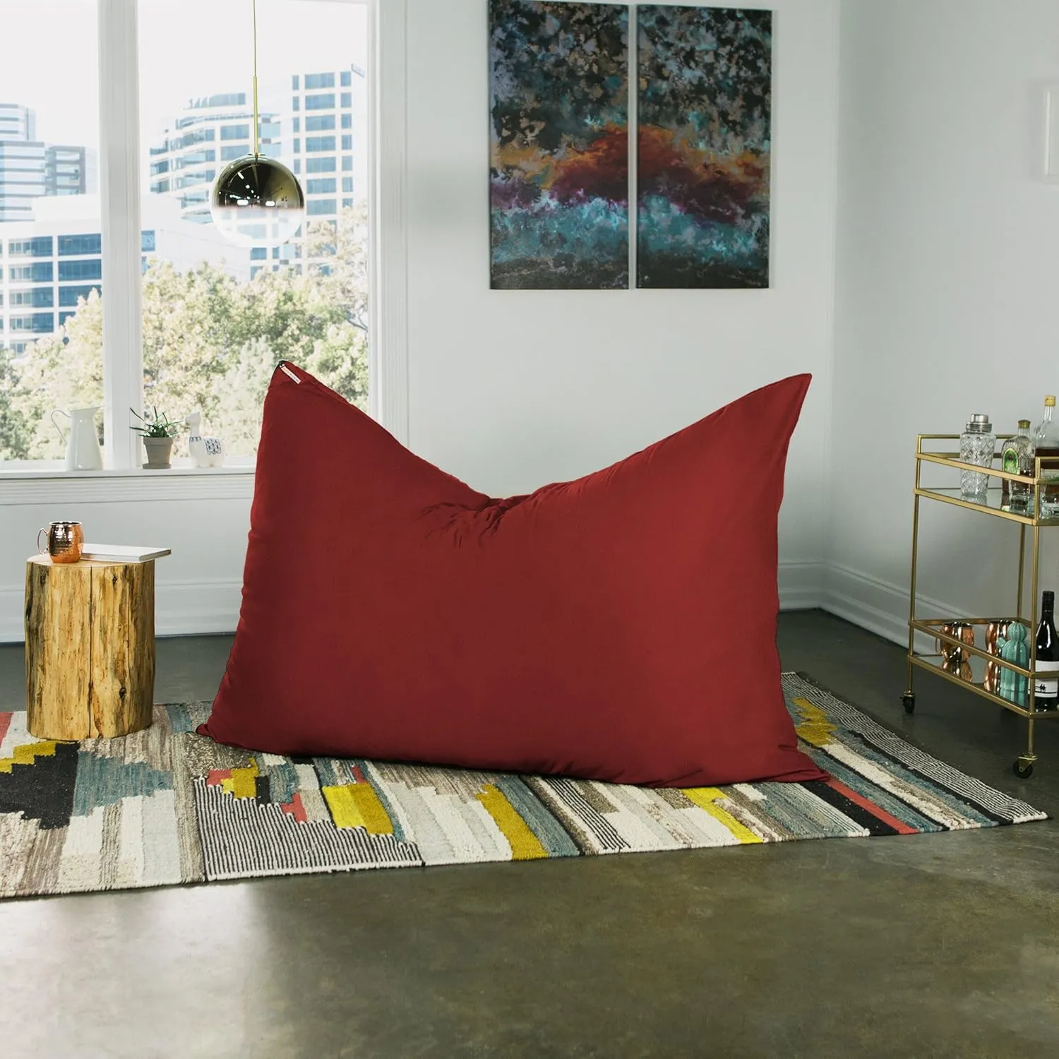 Jaxx Pillow Saxx 5.5-Foot - Huge Bean Bag Floor Pillow and Lounger, Cinnabar