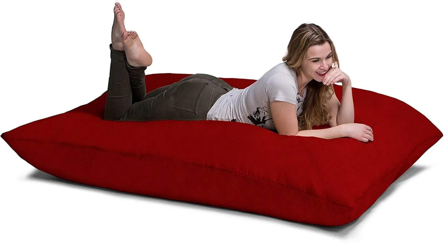 Jaxx Pillow Saxx 5.5-Foot - Huge Bean Bag Floor Pillow and Lounger, Cinnabar
