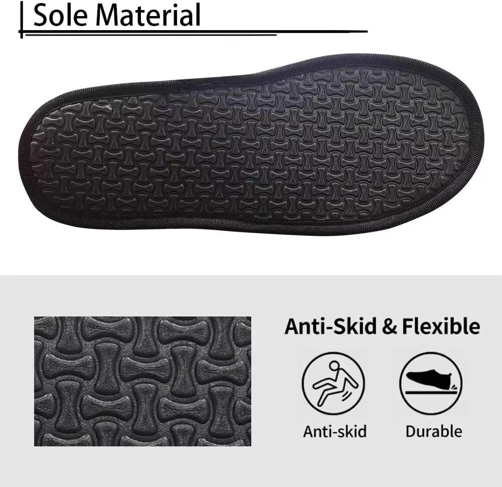 Jeiento Fuzzy Slippers for Women Cozy Memory Foam Scuff Slippers Adult Winter Indoor Slip On Closed Back Slipper Plus Cotton Slippers
