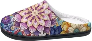 Jeiento Slippers for Women Warm Cotton Memory Foam Scuff Slippers Fuzzy Fluffy Spa Hotel House Home Indoor Slippers for Ladies