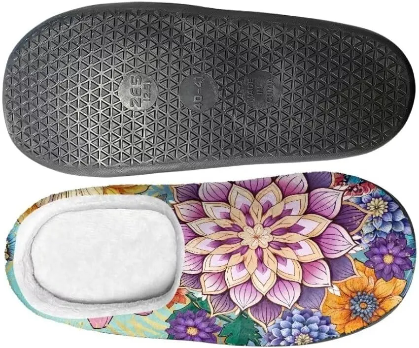 Jeiento Slippers for Women Warm Cotton Memory Foam Scuff Slippers Fuzzy Fluffy Spa Hotel House Home Indoor Slippers for Ladies