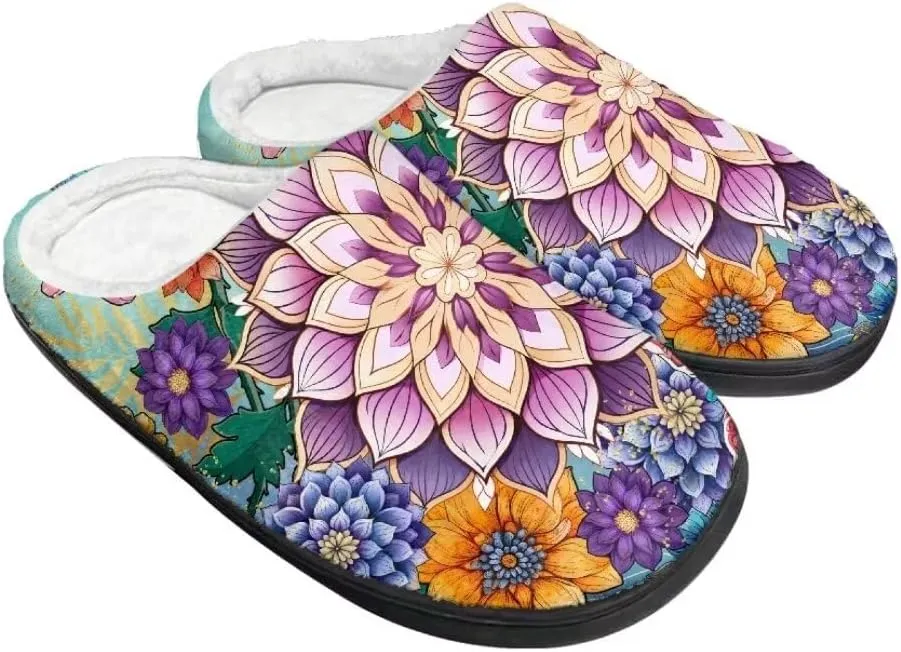 Jeiento Slippers for Women Warm Cotton Memory Foam Scuff Slippers Fuzzy Fluffy Spa Hotel House Home Indoor Slippers for Ladies