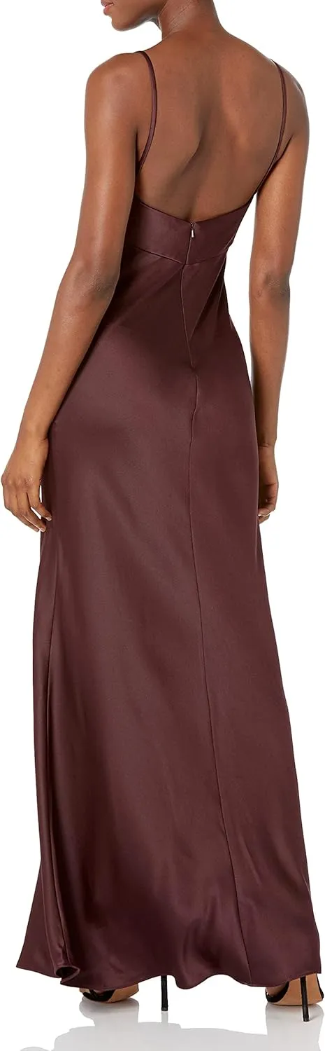 Jenny Yoo Women's Addison Cowl Neck Empire Waist Satin Dress