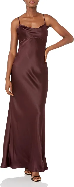 Jenny Yoo Women's Addison Cowl Neck Empire Waist Satin Dress