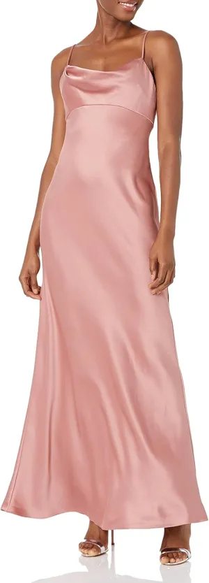 Jenny Yoo Women's Addison Cowl Neck Empire Waist Satin Dress