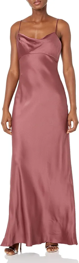 Jenny Yoo Women's Addison Cowl Neck Empire Waist Satin Dress