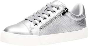 Jeossy Women's Flat Low Top Casual Fashion Sneakers Round Toe Shoes with Zipper