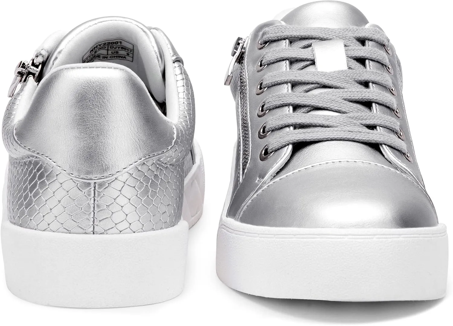 Jeossy Women's Flat Low Top Casual Fashion Sneakers Round Toe Shoes with Zipper