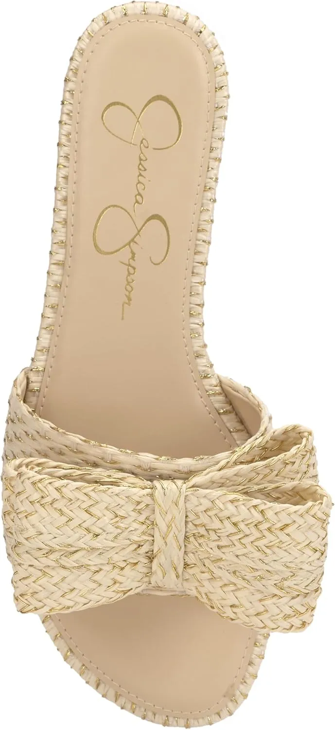Jessica Simpson Womens Avrena Slip On Open Toe Slide Sandals