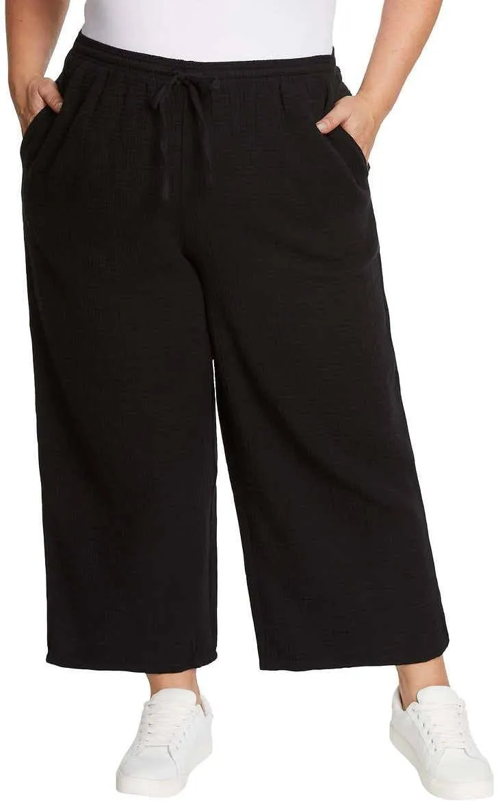 Jessica Simpson Women's Gauzy 100% Cotton Pull On Cropped Ankle Pants