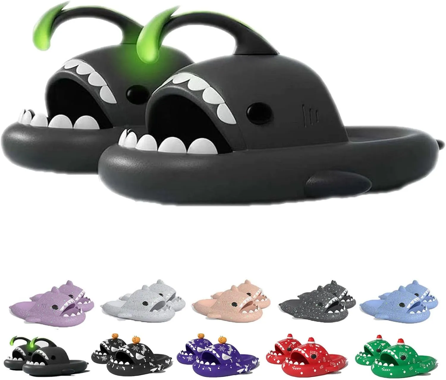 Jfxgjuv Halloween Luminous Shark Slippers Christmas Luminous Shark Slippers Spooky Shark Slides Shark Cloud Slides Angler Fish Slides Glow in The Dark Shark Slippers
