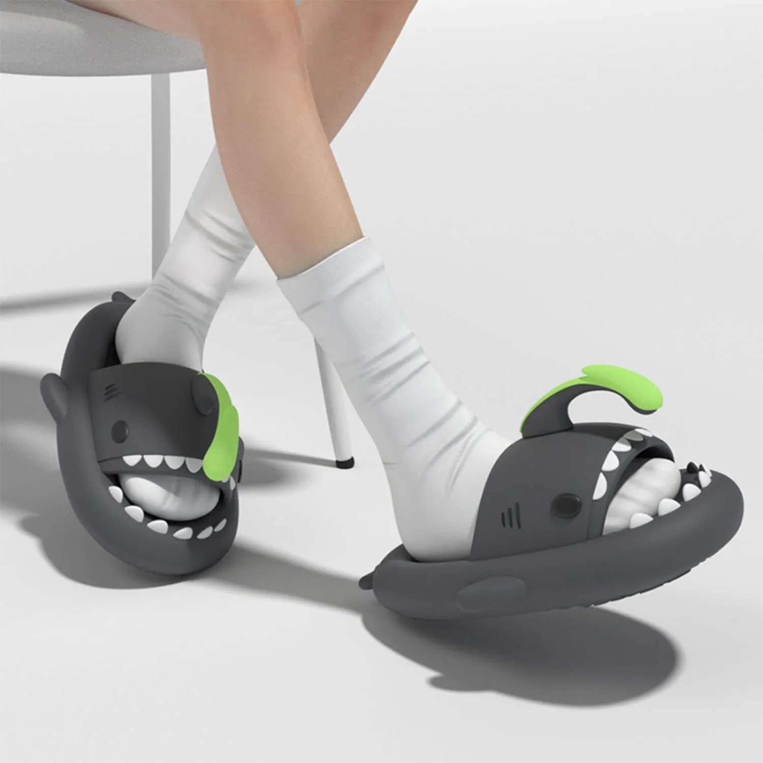 Jfxgjuv Halloween Luminous Shark Slippers Christmas Luminous Shark Slippers Spooky Shark Slides Shark Cloud Slides Angler Fish Slides Glow in The Dark Shark Slippers