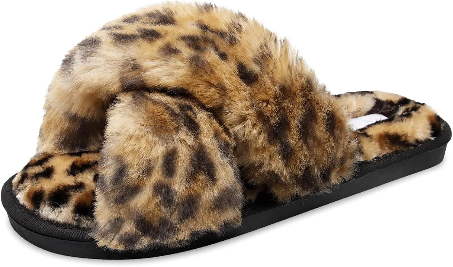 JIASUQI Women's Open Toe Slippers Fuzzy Fluffy House Slippers for Women Cozy Criss Cross Furry Slides Slippers