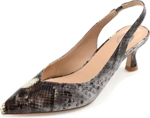Journee Womens Low Kitten Heel Slingback Closed Pointed Toe Pump Slip On Snake Print Mikoa Slides