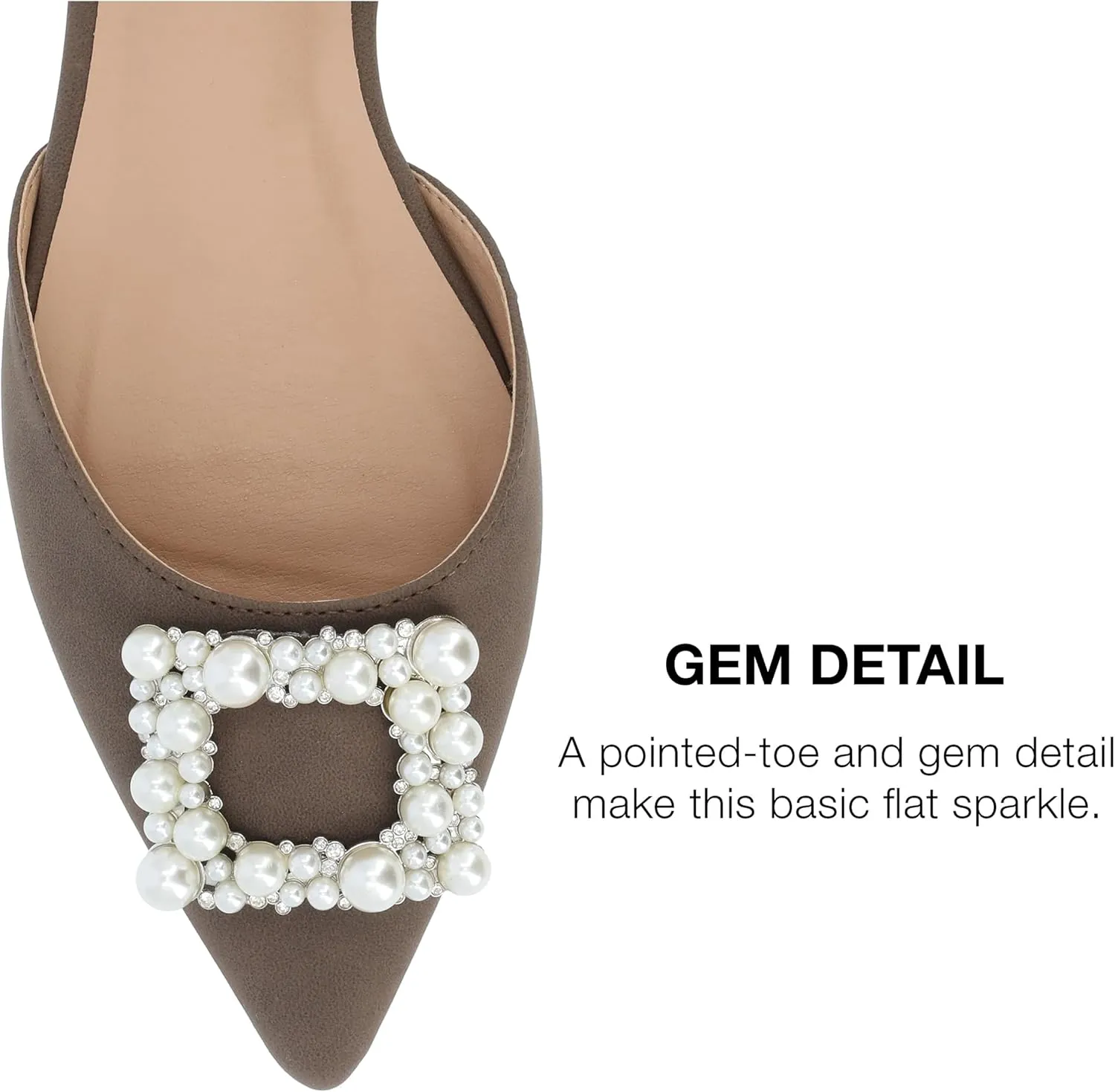Journee Womens Slingback Jewel Pointed Toe Ballet Flats Slip On Shoes Raffia Pearl Hannae Slides