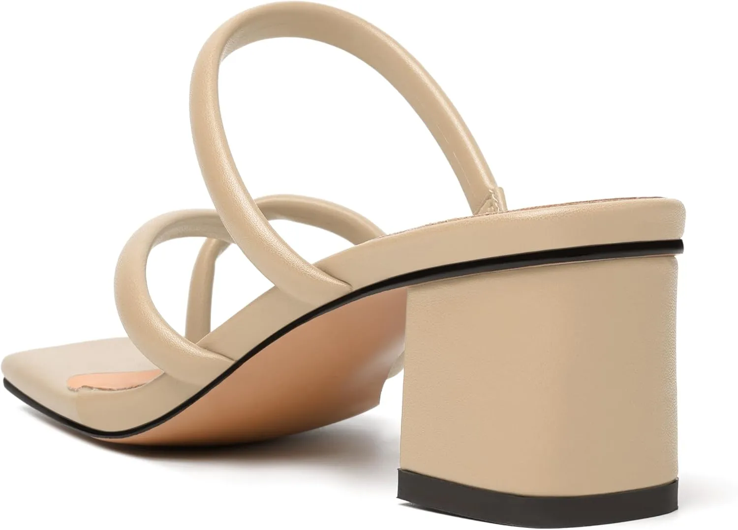 JUSTDANNI Womens Dating Comfortable Square Toe Strappy Matte Dress Slip On Block Low Heel Heeled Sandals 2 Inch