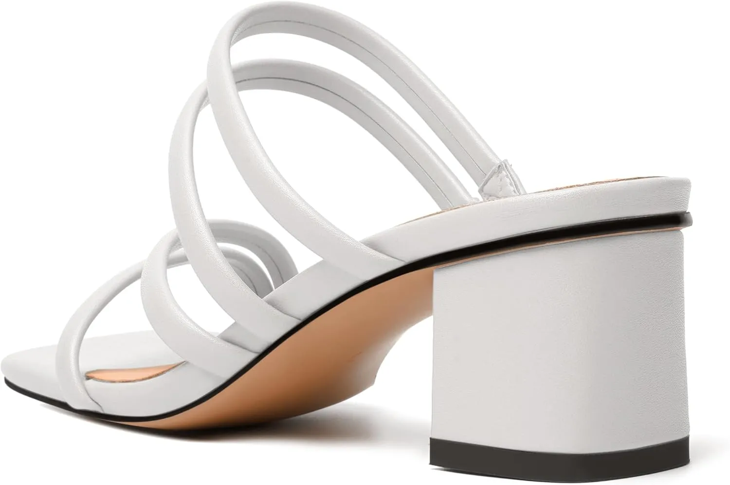 JUSTDANNI Womens Wedding Slip On Matte Fashion Dress Strappy Square Toe Block Low Heel Heeled Sandals 2 Inch
