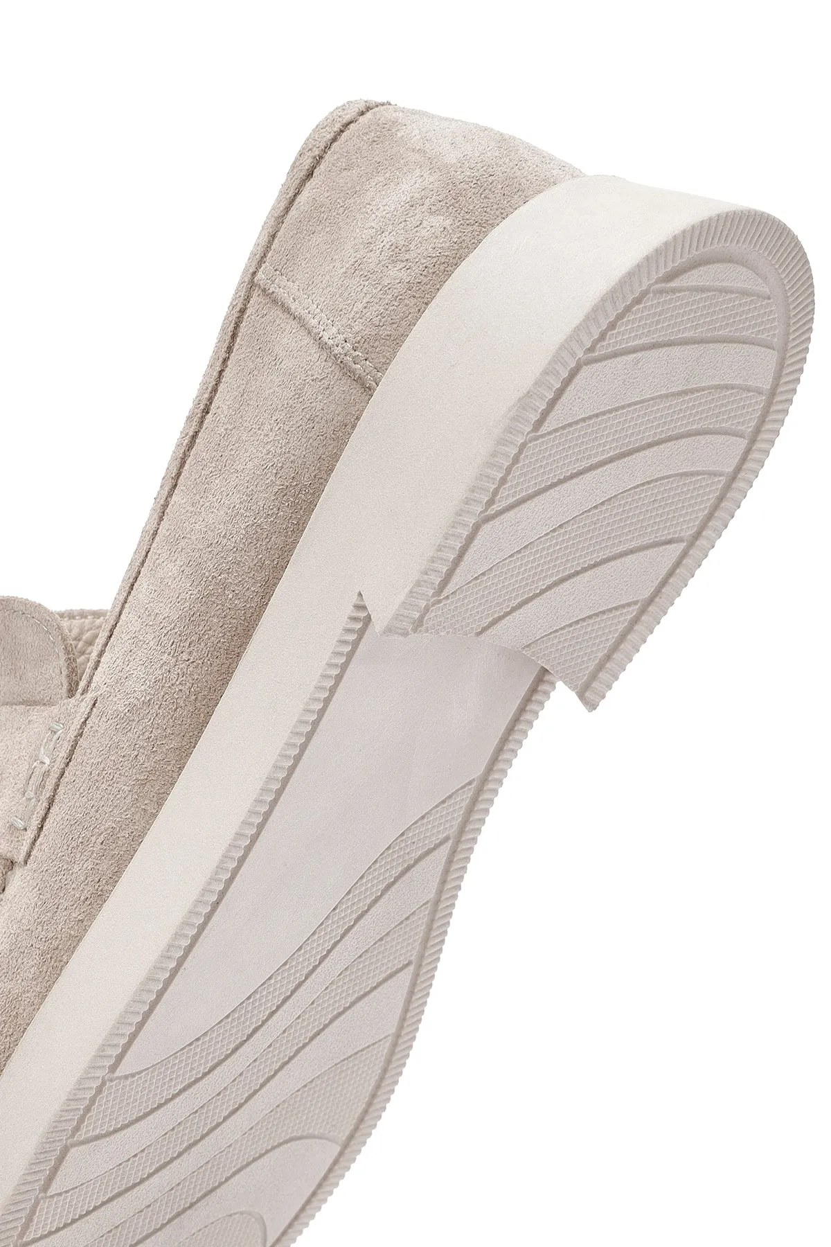 Kadın Bej Süet Deri Maskülen Loafer