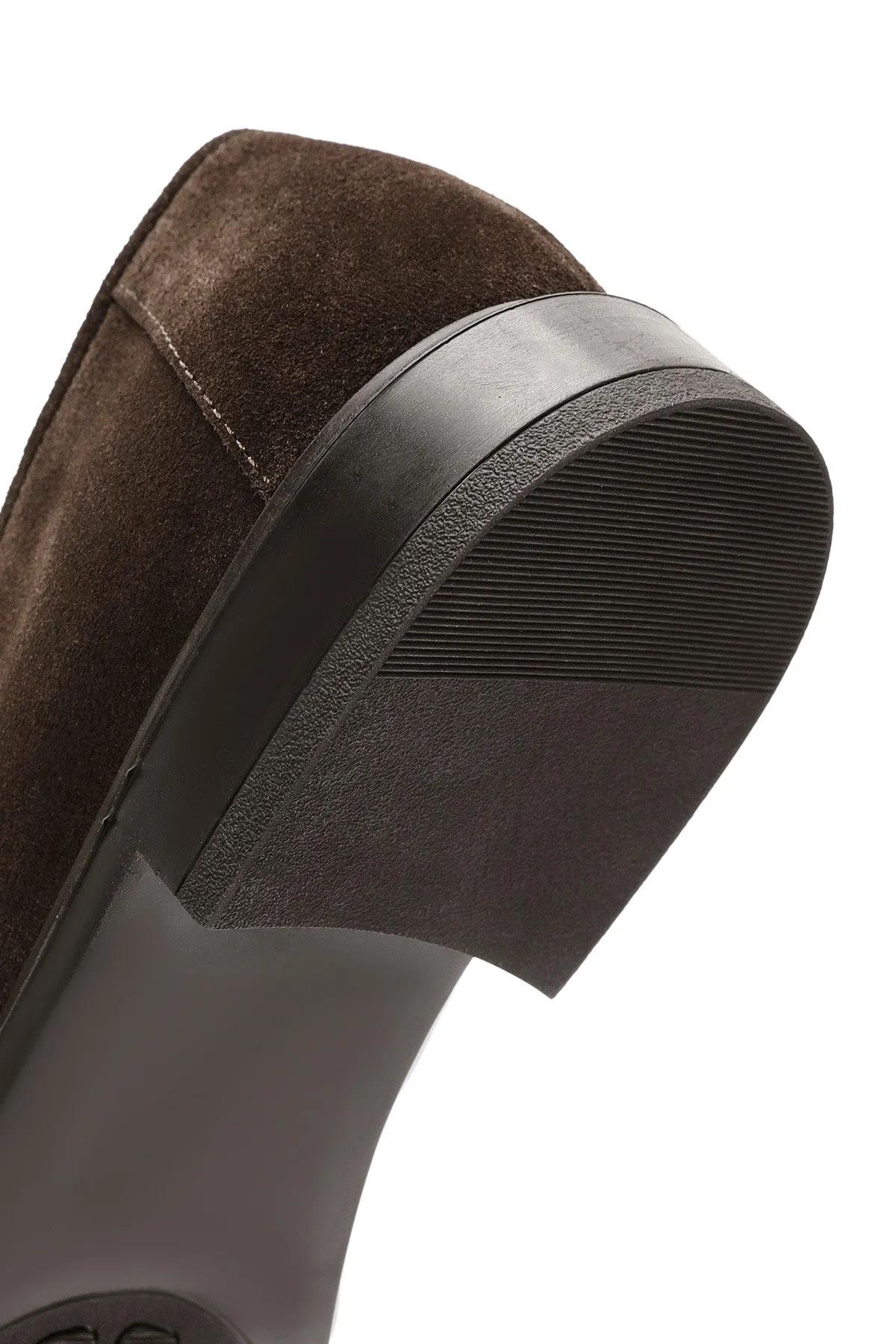 Kadın Kahverengi Toka Detaylı Süet Deri Maskülen Loafer