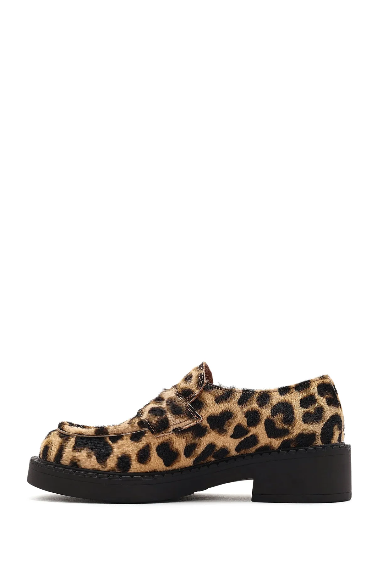 Kadın Leopar Deri Maskülen Loafer