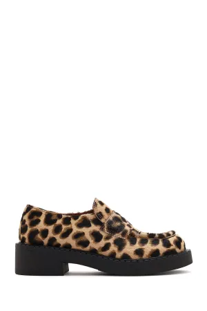 Kadın Leopar Deri Maskülen Loafer