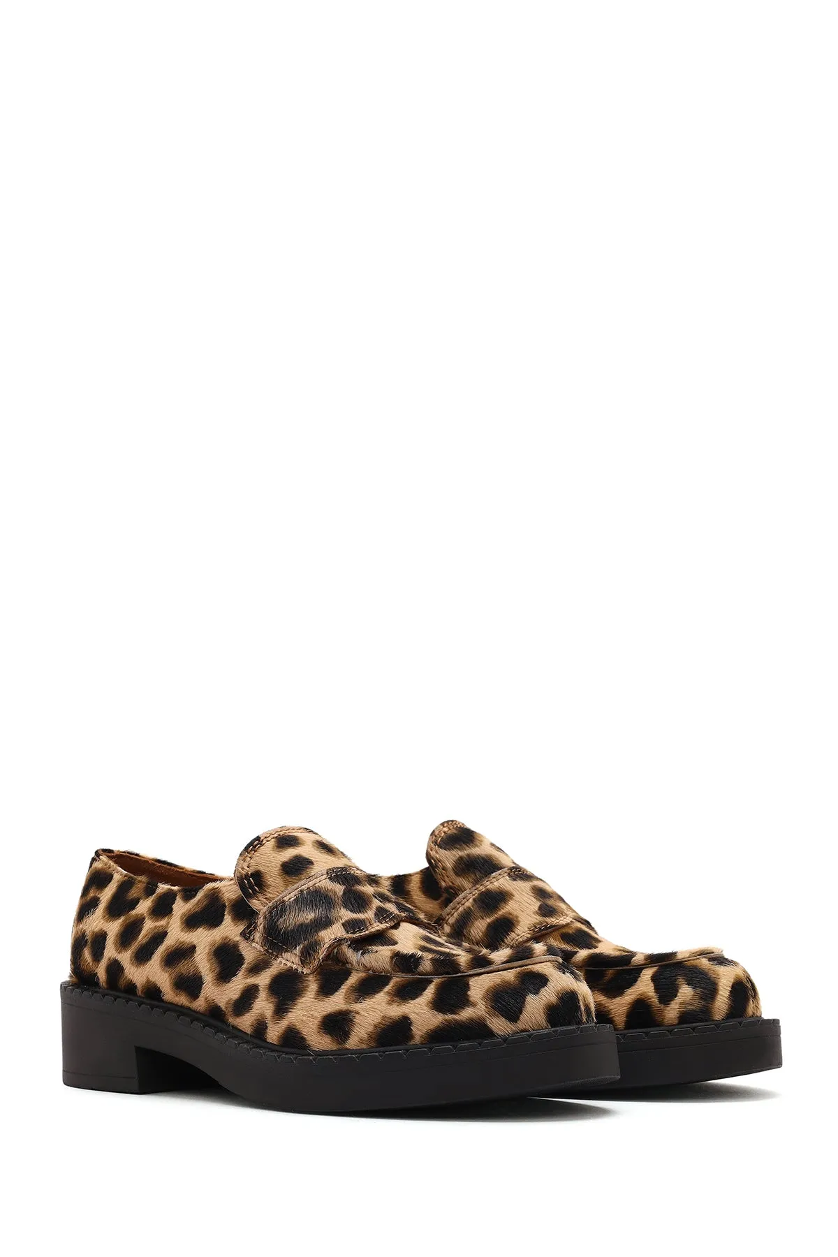 Kadın Leopar Deri Maskülen Loafer