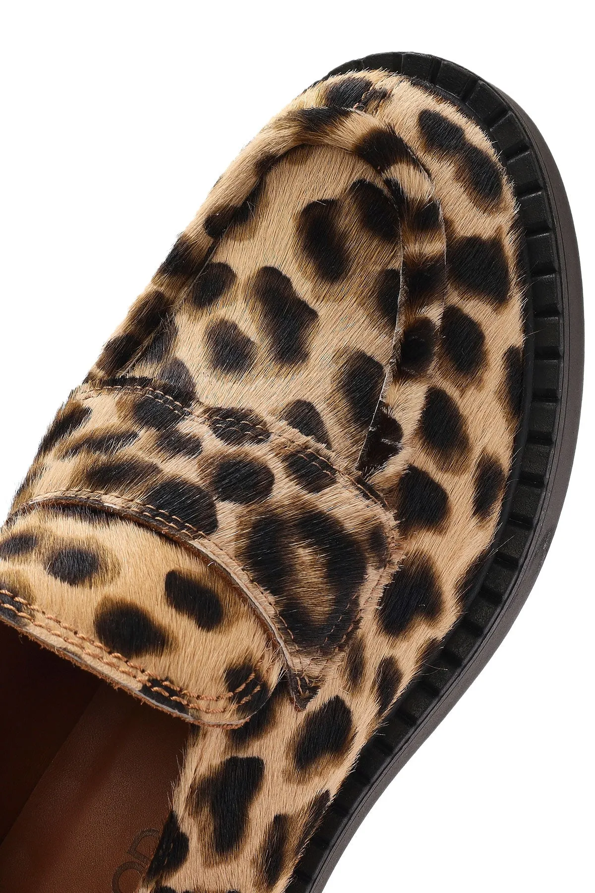 Kadın Leopar Deri Maskülen Loafer