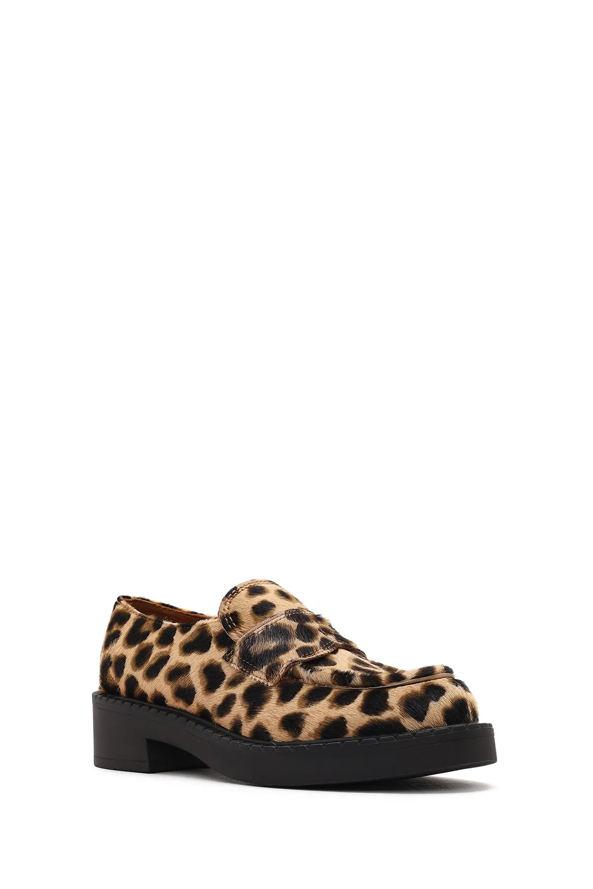 Kadın Leopar Deri Maskülen Loafer