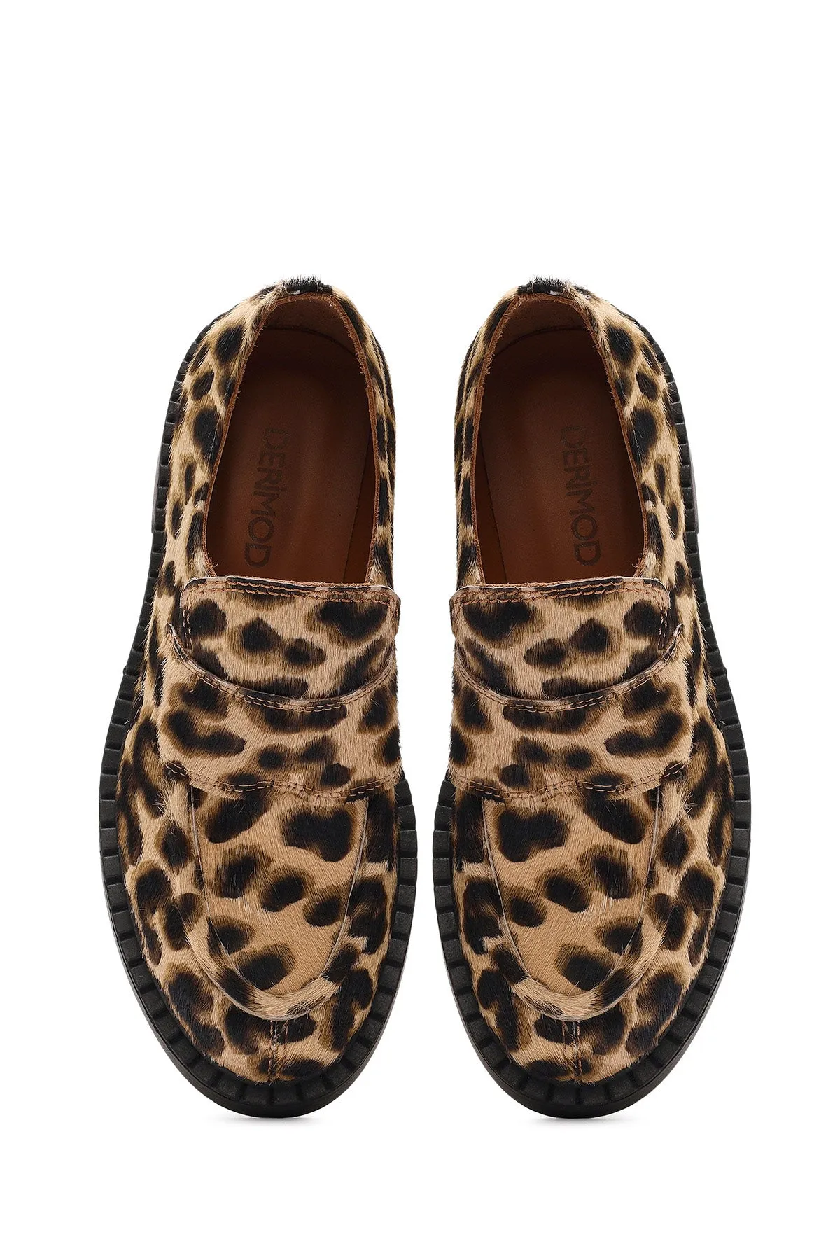 Kadın Leopar Deri Maskülen Loafer