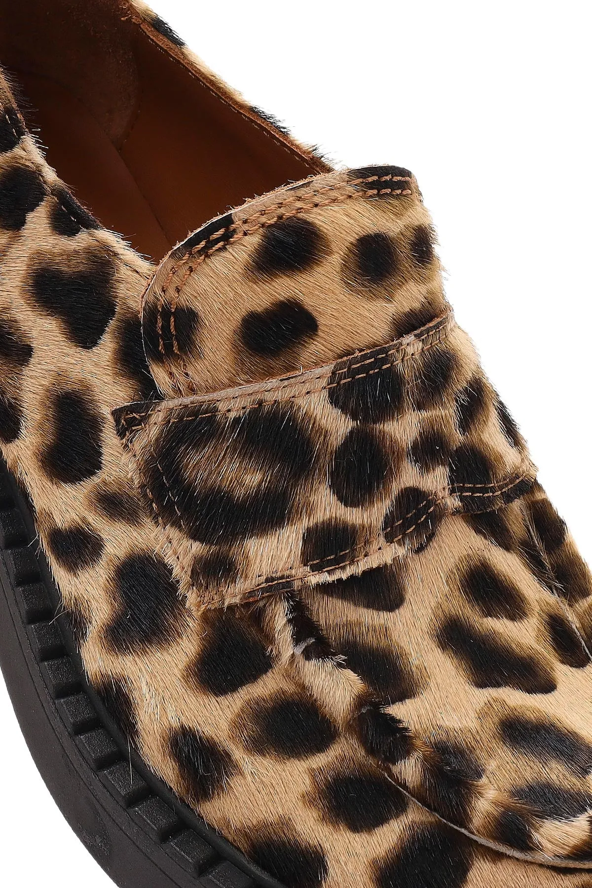 Kadın Leopar Deri Maskülen Loafer