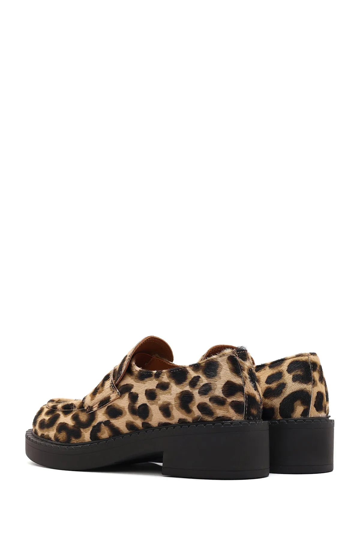 Kadın Leopar Deri Maskülen Loafer