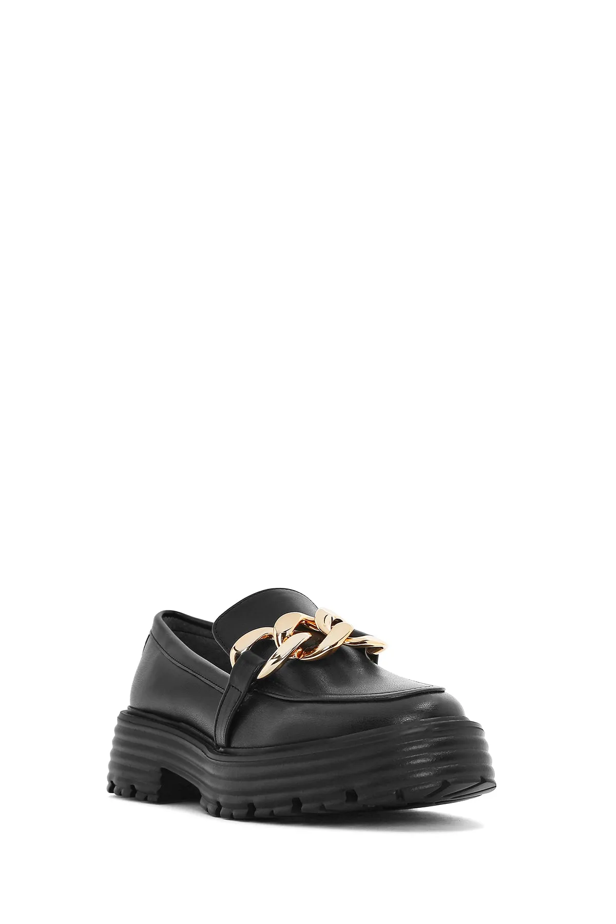 Kadın Siyah Kalın Tabanlı Maskülen Loafer