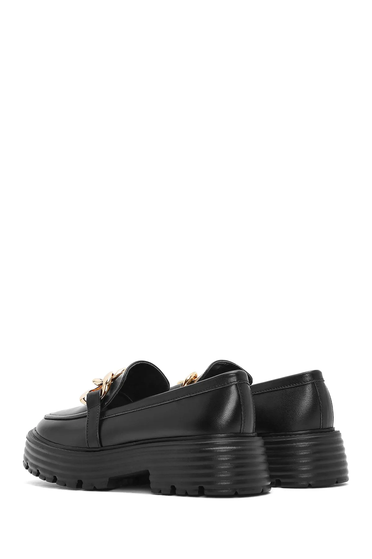 Kadın Siyah Kalın Tabanlı Maskülen Loafer