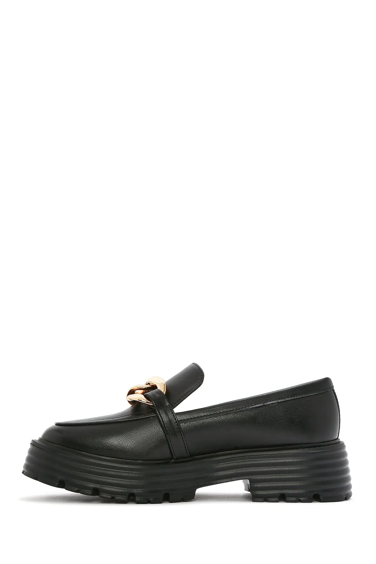 Kadın Siyah Kalın Tabanlı Maskülen Loafer
